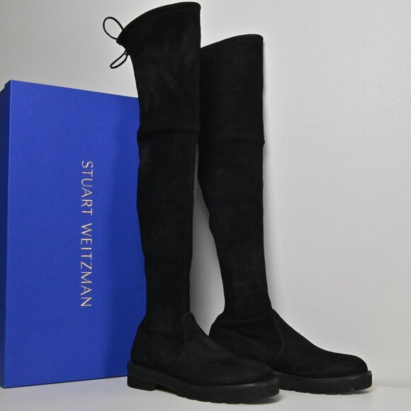 Stuart Weitzman Lowland Lift Jocey Over-the-Knee Suede Tall Black Boot US10 UK8 - Picture 3 of 16